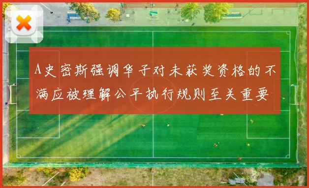 A史密斯强调华子对未获奖资格的不满应被理解公平执行规则至关重要